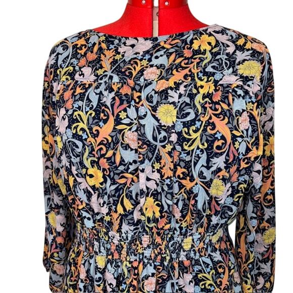 Christopher & Banks 2X Boho Floral Midi Dress Cottagecore Romantic - Picture 4 of 9